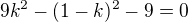 kopírovat do textarea $9k^2-(1-k)^2-9=0$