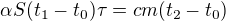 kopírovat do textarea $\alpha S(t_{1}-t_{0})\tau =cm(t_{2}-t_{0})$