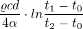 kopírovat do textarea $\frac{\varrho cd}{4\alpha }\cdot ln\frac{t_{1}-t_{0}}{t_{2}-t_{0}}$