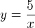 $y=\frac{5}{x}$