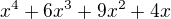 kopírovat do textarea $x^{4}+6x^{3} + 9x^{2}+4x$