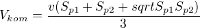 $V_{kom} = \frac{v(S_{p1}+S_{p2}+sqrt{S_{p1}S_{p2}})}{3}$