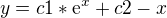 $y=c1 *\mathrm{e}^{x} + c2 - x$