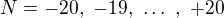 $N=-20, \ -19, \ \dots \ , \ +20$