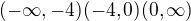 $(-\infty ,-4)(-4,0)(0,\infty )$