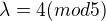 $\lambda =4 (mod 5)$