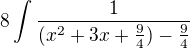 kopírovat do textarea $8 \int \frac{1}{(x^2+3x+\frac{9}{4}) - \frac{9}{4}}$