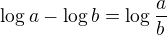 $\log a-\log b=\log\frac ab$