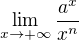 $\lim_{x\to+\infty }\frac{a^{x}}{x^{n}}$