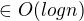 $\in O(log n)$