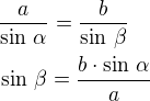 $\frac{a}{\sin\,\alpha}=\frac{b}{\sin\,\beta}\nl\sin\,\beta=\frac{b\cdot\sin\,\alpha}{a}$