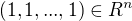 $(1,1, ..., 1) \in R^{n}$
