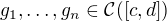 $g_1,\dots,g_n \in \mathcal{C}([c,d])$