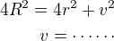 $4R^2=4r^2+v^2\\v=\cdots\cdots$