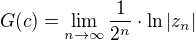 kopírovat do textarea $G(c) = \lim_{n\to\infty }\frac{1}{2^{n}}\cdot \ln |z_{n}| $
