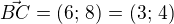 $\vec{BC}=(6;\,8)=(3;\,4)$