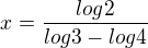 kopírovat do textarea $x=\frac{log2}{log3-log4}$