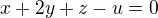 kopírovat do textarea $x + 2y + z - u = 0$