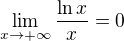 $\lim_{x \to +\infty}\frac{\ln x}{x}=0$