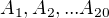 $A_{1},A_{2},...A_{20}$