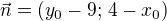 kopírovat do textarea $\vec n=(y_0-9;\,4-x_0)$