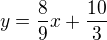 kopírovat do textarea $y=\frac{8}{9}x+\frac{10}{3}$