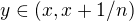 $y\in (x,x+1/n)$