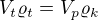 $V_{t}\varrho _{t}=V_{p}\varrho _{k}$