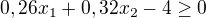 $0,26x_1+0,32x_2-4\geq0$