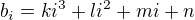 $b_i=ki^3+li^2+mi+n$