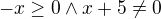 $-x\ge 0\wedge x+5\ne 0$