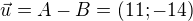 $\vec{u}=A-B=(11;-14)$