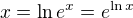 kopírovat do textarea $x = \ln e^x = e^{\ln x}$