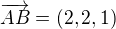 $\overrightarrow{AB}=(2,2,1)$