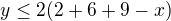 $y\le 2(2+6+9-x)$