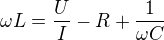 $\omega L=\frac{U}{I}-R+\frac{1}{\omega C}$
