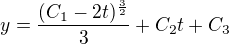 $y=\frac{(C_1-2t)^{\frac32}}{3}+C_2t+C_3$