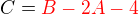 $C=\color{red}B-2A-4$