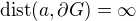 $\mathrm{dist}(a,\partial{G})=\infty$