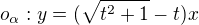 $o_{\alpha}:y=(\sqrt{t^2+1}-t)x$