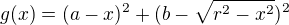 $g(x)=(a-x)^2+(b-\sqrt{r^2-x^2})^2$
