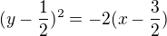 $(y-\frac{1}{2})^{2}=-2(x-\frac{3}{2})$