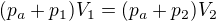 $(p_a+p_1)V_1=(p_a+p_2)V_2$