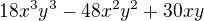 $18x^3y^3-48x^2y^2+30xy$