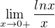 $\lim_{x\to 0+} \frac{ln x}{x}$