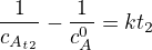 $\frac{1}{c_{A_t_2}}-\frac{1}{c_{A}^{0}}=kt_2$