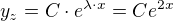 $y_{z}=C\cdot e^{\lambda \cdot x}=Ce^{2x}$