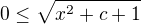 $0\le \sqrt{x^{2}+c+1} $