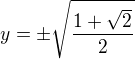 $y=\pm \sqrt{\frac{1+\sqrt{2}}{2}}$