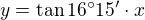 $y=\tan{16�15'}\cdot x$